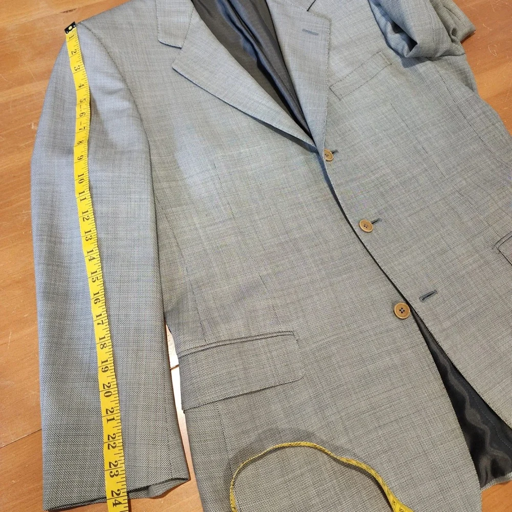 Ermenegildo Zegna Trofeo Wool Blazer Sport Coat 42R IT 52 Tan Gray Birdseye Work